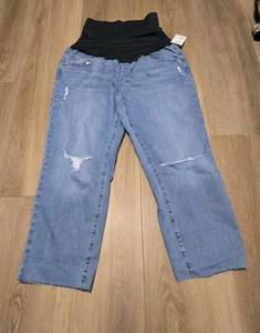 Jeans de maternidad para mujer Sonoma cobertura completa banda para el vientre pantalones de mezclilla rectos talla 14 - Imagen 1 de 9