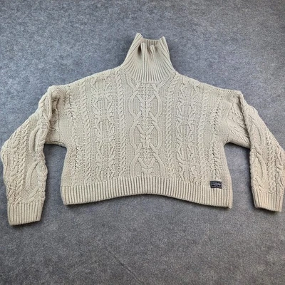 Superdry Women's Heavy Tight Knitted High Neck Waist Length Jumper Uk Size 14 - Image 1 of 4