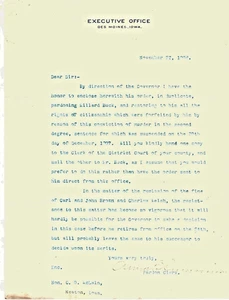 1908 Iowa Gouverneur Albert B. Cummins Executive Office Briefkopf handsigniert - Bild 1 von 1