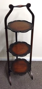 Vintage Wooden Folding Cake Stand 3 Tiers Freestanding Collapsible Plant Stand - Picture 1 of 21