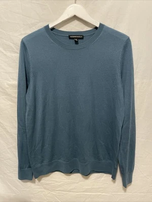 Katherine Barclay Sweater Womens L Teal 100% Merino Wool Knit Crew Neck Pullover - Imagem 1 de 4