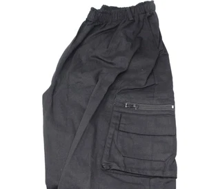 Black Cargo Work Pants With Elastic Waistband 3XL - Picture 1 of 2