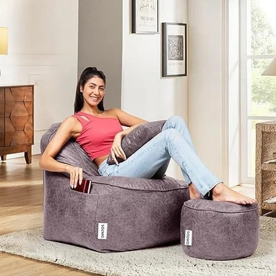 Искусственная замша Bean сумка стул диван чехол и подножка и наволочка без бобов 4XL - Изображение 1 из 4