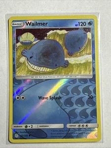 Tarjeta holográfica inversa Wailmer 45/236 Sol y Luna - Eclipse cósmico Pokemon TCG CASI NUEVA - Imagen 1 de 11
