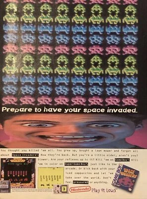 1994 Space Invaders Nintendo Game Boy PRINT AD Prepare Space Invaded VTG 1990s - Image 1 of 4