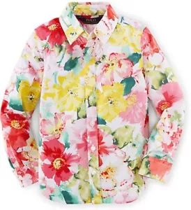 Ralph Lauren Girls Shirt Floral Shirt Size 4 Good Condition POLO Floral Cotton - Picture 1 of 9