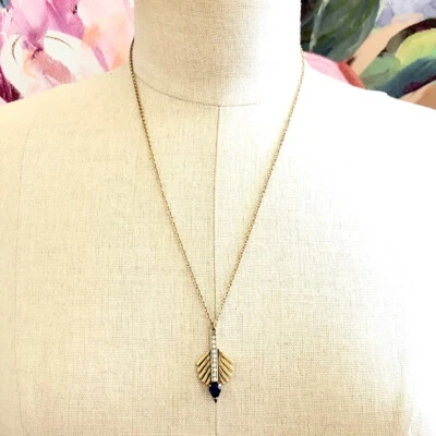 Banana Republic Women's Feather Crystal Drop Pendant Necklace NWT 49.50 - Image 1 of 4