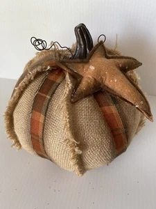 Light Up Vtg Primitive Fabric Grubby Halloween Pumpkin Decor Fall Star Farmhouse - Picture 1 of 5