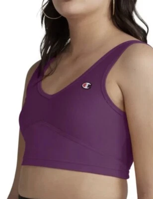 Champion Women's Size Small Purple Ribbed Sports Bra Embroidered Logo Workout - Image 1 of 4