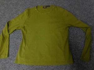 Route 66 Womens Blouse Extra Large Green embellishments long sleeve - Picture 1 of 10
