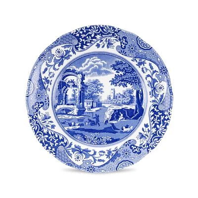 Prato de salada azul italiano Spode, 8 polegadas, barro fino - Imagem 1 de 4