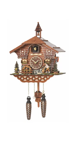 Trenkle Quartz Cuckoo Clock Black Forest House with Moving Wood Chopper and M Cover