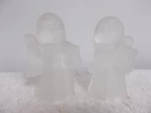 2 Vintage Frosted Glass Christmas Angels With Harp Taper Candle Holders - Picture 1 of 5
