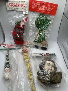 Christmas Ornament Decor Mixed Lot Holly Hobbie Angel Head Santa Stocking Elf - Picture 1 of 11