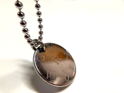 CARTIER VINTAGE LOGO ROUND NECKLACE CHARM COIN MEDAL FRANCE SILVER - Image 1 of 4