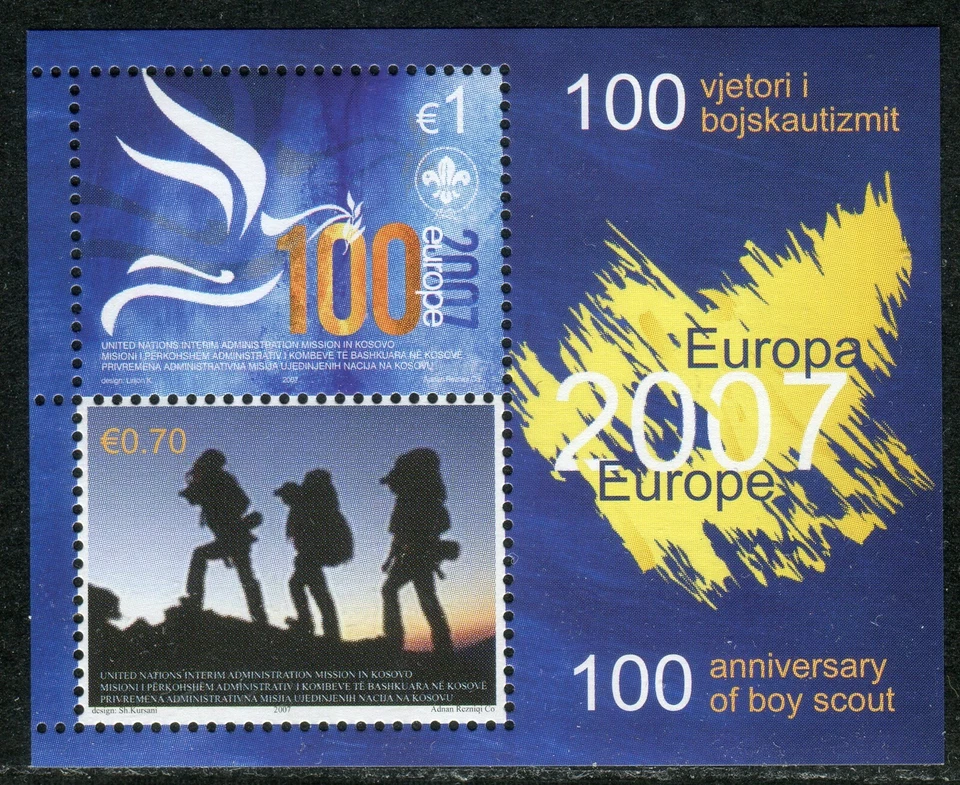 003 - Kosovo 2007 - 100 años de Boy Scout - Hoja de recuerdo MNH Foto 1 de 2