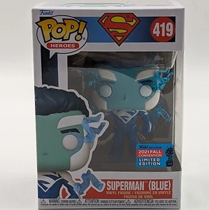 Funko Pop Heroes Superman Blue #419 2021 Fall Convention Special Edition Vinyl - Picture 1 of 15