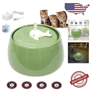 45oz Ceramic Cat Water Fountain: Automatic Water Dispenser with Ultra-Quiet Pump - Picture 1 of 8