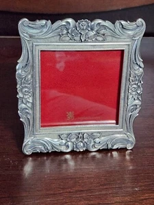 Vintage Lunt Silver Plate Square Picture Frame Easel Back Ornate Floral - Picture 1 of 6