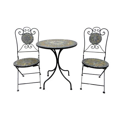 3tlg Mosaik Garten Set Sitzgarnitur Sitzgruppe Gartentisch Stühle Outdoormöbel - Bild 1 von 4