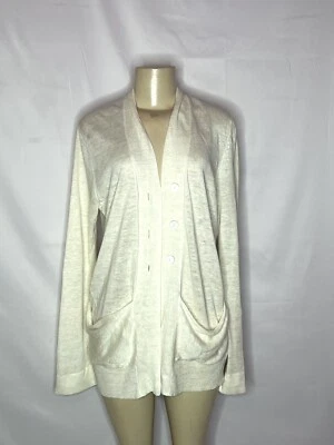 ISDA & CO IVORY LINEN BLEND KNIT SWEATER WITH SHEER BACK SIZE MED - Image 1 of 3