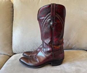 Stivali da equitazione western cowboy in pelle ciliegia nera Lucchese taglia USA 10,5 - Foto 1 di 12