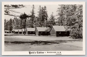 RPPC Andover, New Brunswick, Canada -York's Cabins -Victoria County UNP Postcard - Picture 1 of 3