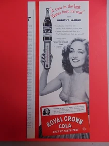 1944 ROYAL CROWN COLA Dorothy Lamour Endorses Kunstdruck Anzeige - Bild 1 von 1