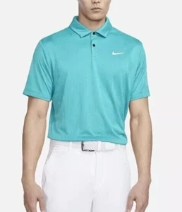 Men's Nike Tour Dri-Fit Jacquard Golf Polo Shirt Teal/White DR5303-367 Size XL - Picture 1 of 2