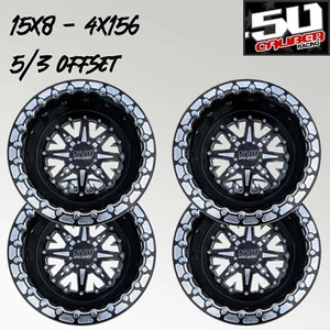 Cuatro ruedas Beadlock 15x8 502 Billet aluminio negro patrón 4x156 mm, desplazamiento de 5/3 - Imagen 1 de 8