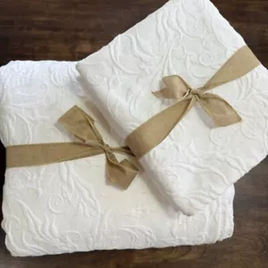 WILLIAMS SONOMA HOME 2 PC SET HERITAGE MATELASSE COVERLET & SHAM, KING ~ WHITE - Picture 1 of 18