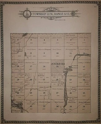 Mapa Plat 1911 ~ Twp. 22N-32E - LINCOLN Co. WASHINGTON ~ TULE & PACIFIC LAKES  Foto 1 de 2