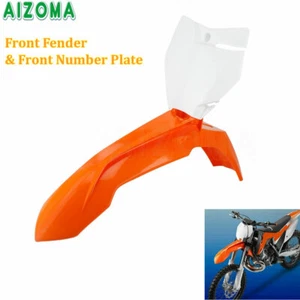 Orange Front Fender Mudguard & White Number Plate for KTM 13-16 SX SX-F XC-F EXC - Picture 1 of 10