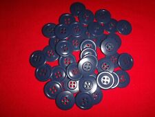 Lot Of Forty (40) 4-Hole Navy Blue Plastic Buttons New Old Stock, Never Used