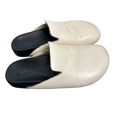 J. Zapatos Crew para mujer 6 zuecos de cuero forrados de piel de oveja crema del Pacífico sin cordones Foto 1 de 4