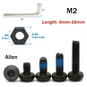 M2 Round Head Screws Allen Socket Bolts Carbon Steel 10.9 High Tensile 4mm-16mm - Bild 1 von 9