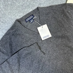 Lands End Sweater Mens Large Gray 100% Cashmere V Neck Pullover Soft Knit - Picture 1 of 9