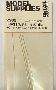 Detail Associates 2505 All Scale Round Brass Wire pkg(4) -- .015" Diameter - Picture 1 of 1