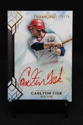 2020 Topps Diamond Icons Red Ink Carlton Fisk Auto 24/25 Boston Red Sox #RI-CF - Image 1 of 2