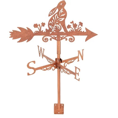 Rabbit Weathervane Moon Gazing Hare Metal Weather Vane Red Copper Animal Wind... - Image 1 of 4