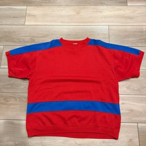 Vintage 90er Color Block Pullover S/S Sweatshirt Pro Spirit Herren XLRed Blau 80s Gym - Bild 1 von 4