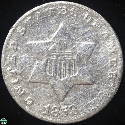 1853 Three Cent Silver Trime - Very Good Details: Scratches - Image 1 of 2