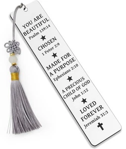 Ptzizi Inspirational Christian Metal Engraved Bookmark with Tassel, Women Bib... - Picture 1 of 5