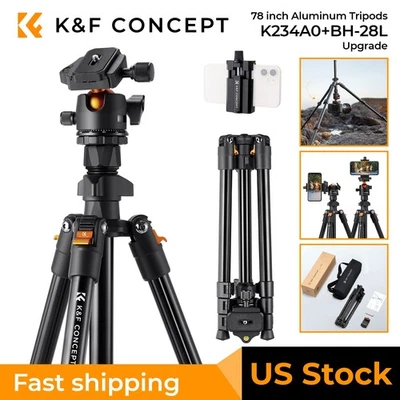 K&F Concept 64 inch Camera Tripod w/ Cellphone Clip Vlog Travel DSLR Tripod  - Image 1 of 4