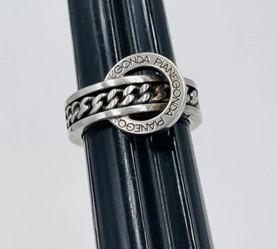 Anel padrão corrente prata esterlina PIANEGONDA tamanho 8 - Imagem 1 de 4