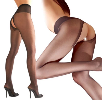 Strumpfhose Ouvert Damen Schwarz Offen Reizwäsche Transparent Lingerie S-XL GINA - Bild 1 von 4