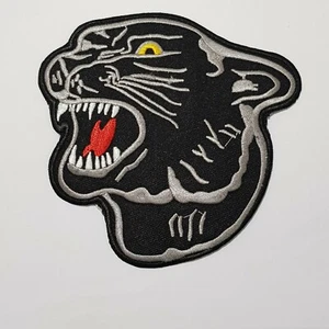 Big Black Panther Head Embroidered Iron / Sew On Patch Shirt Jacket Large Badge - Foto 1 di 1