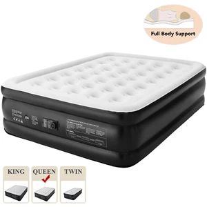 18 inch Air Bed Inflatable Mattress Built-in Pump King Size Black Guest Blow Up - Picture 1 of 15
