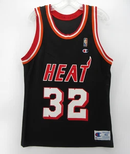 VINTAGE Miami Heat Harold Miner Jersey Men 40 Black Champion Basketball 90s NBA - Picture 1 of 10