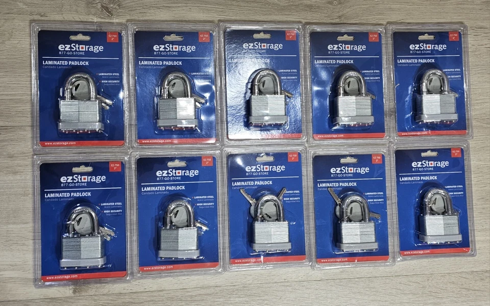 10 Pack 2" Laminated Padlock High Security Laminated Steel Anti Pick 5 Pin  - Image 1 of 4